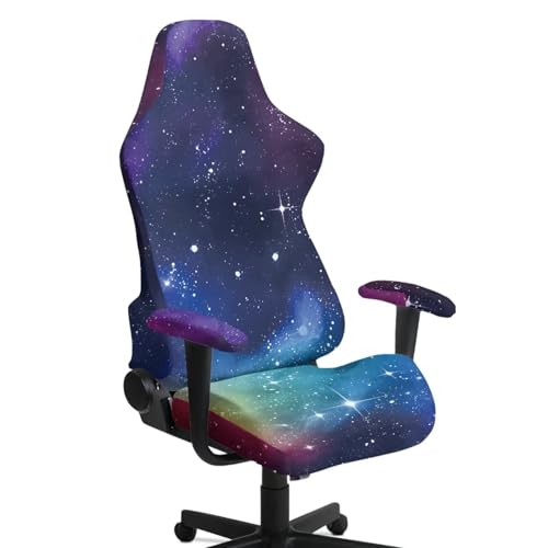 Starry Print Game Chair Cover with Armrest Covers Dust-Proof Skin Friendly Office Chair Covers Slipcovers Machine Washable, Blue - color: Blue - Starry