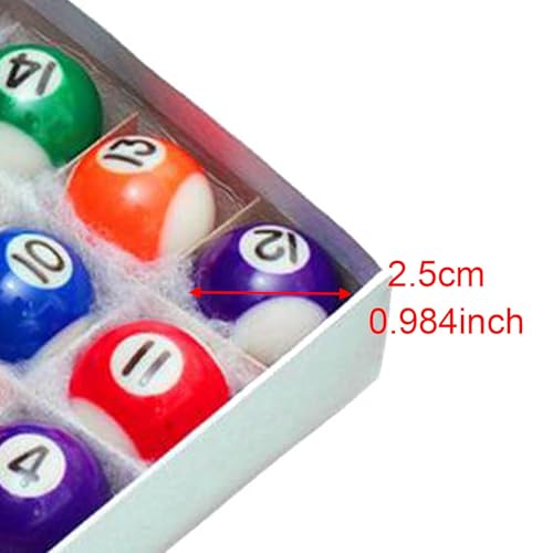 kowaku 16x Mini Billiard Pool Balls Set,Resin Balls Small Pool Ball Set Pool Table Accessories for Recreation Game Home Game Rooms - size: 2.5cm Ball
