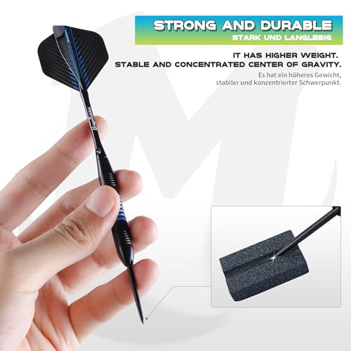 Darts Metal Tip Set 12pcs+24pcs Dart Flights+Dart Accessories Kit.Professional Steel Tip Darts - color: green and blue