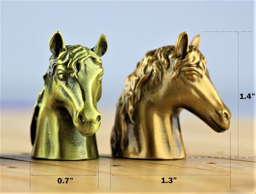 Metal Horse Race Board Game Set with Horse Racing Thick & Solid Wood Game Board(22”/Natrual),11 Luxurious with 4Antique(Gold,Silver,Red Cooper&Bronze) Metal Craft Horses, Dice&Cards (HR-F554) - color: Hr-f554