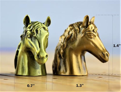 Metal Horse Race Board Game Set with Horse Racing Thick & Solid Wood Game Board(22”/Natrual),11 Luxurious with 4Antique(Gold,Silver,Red Cooper&Bronze) Metal Craft Horses, Dice&Cards (HR-F554) - color: Hr-f554