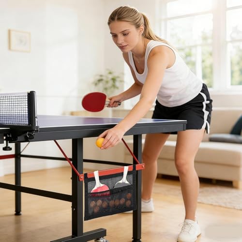 Table Tennis Ball Holder - With Adjustable Straps Large Capacity Mesh Sports Storage - Table Tennis Accessories | for Home Club School Training Practice Indoor Outdoor Wall Under Recreation