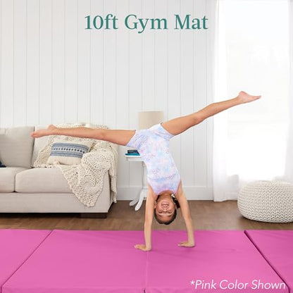 Best Choice Products 10ftx4ftx2in Folding Gym Mat 4-Panel Exercise Gymnastics Aerobics Workout Fitness Floor Mats w/Carrying Handles - color: Purple w/Beam