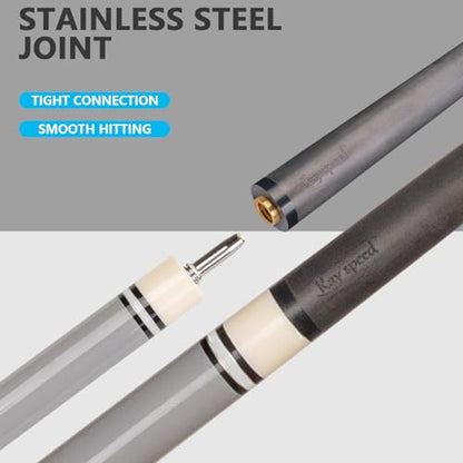 Carbon Fiber Pool Cue Stick 12.5mm Low Deflection Full Carbon Technology Pool Stick for Adults Professional Billiard Cue with Uni-loc Pin Joint - color: Grey
