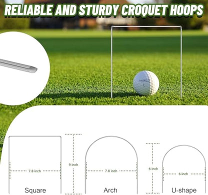 Set of 10 Croquet Wickets Replacement for Croquet Metal Hoops with Galvanized and Plastic Coating for Family Lawn Backyard Outdoor Game (Square) - size: Square