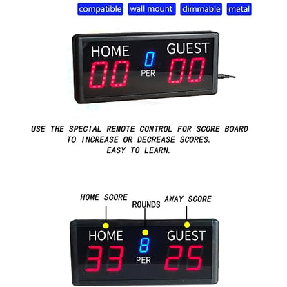TsoLay Tabletop Electronic Scoreboard, 5 Digit Electronic Basketball Scoreboard with Remote and Buzzer, 6 Levels of Brightness Adjustment, for Indoor&Outdoor Game, Baseballl/Shuffleboard/Billiard