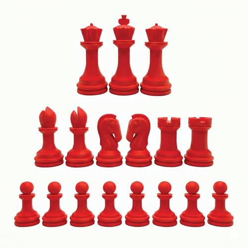 Staunton Chess Pieces Half Set, 17 Red Pieces, 3.75" King | Made in USA - color: Red