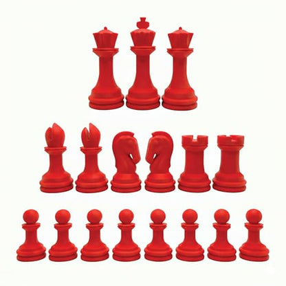 Staunton Chess Pieces Half Set, 17 Red Pieces, 3.75" King | Made in USA - color: Red