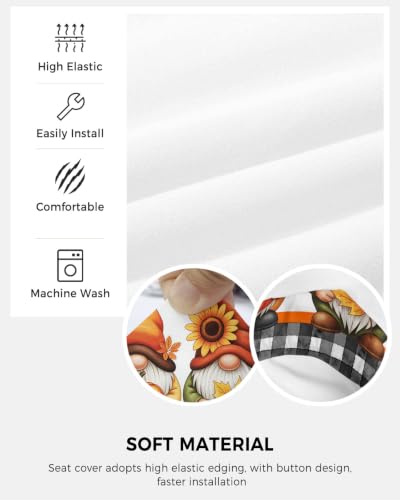 Savannan Office Chair Cover, Thanksgiving Gnomes Pumpkin Maple Leaf Protective Stretch Elastic Universal Cover for Desk Task Chair,Computer Rotating Chair 1 Pcs White Black Plaid