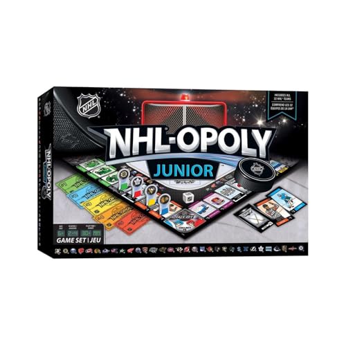 MasterPieces NHL Opoly Junior Board Game - Official Licensed Hockey Game for Family Game Night, Sports Themed Tabletop Play, Hockey Gifts for Boys 8-12, Fun Interactive Ice Hockey Experience