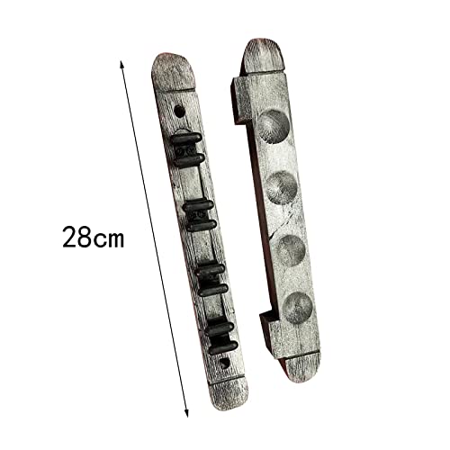 2Pcs 4 Pool Cue Rack Storage Table Rods Clip Bracket Wall Mounted Solid Wood Cue Rack Holder for Billiard Clubs Game Room Pool Bars Players - color: Grey