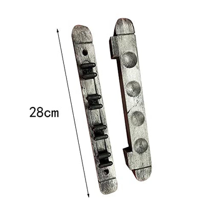 2Pcs 4 Pool Cue Rack Storage Table Rods Clip Bracket Wall Mounted Solid Wood Cue Rack Holder for Billiard Clubs Game Room Pool Bars Players - color: Grey