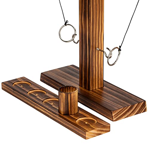 Franklin Sports Dueling Ring Hooking Game - Fun Wooden Adult and Kid Party Indoor Game Room Activity - Two Rings and Score Tracker Included