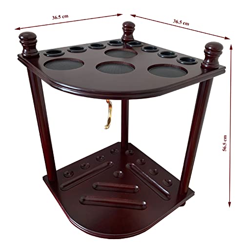 Pool Cue Rack Hold up to 8 Sticks & Billiard Accessories. Floor Stand Pool Cue Stick Holder Made of 100% Solid Hardwood.(Traditional Mahogany) - color: Traditional Mahogany