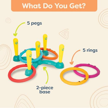 B. toys – Ring Toss Game – Indoor & Outdoor – Sling-a-Ring Toss – 12 Pieces – 5 Pegs & 5 Colorful Rings – for Toddlers, Kids – 3+ Years - style: Ring Toss Game