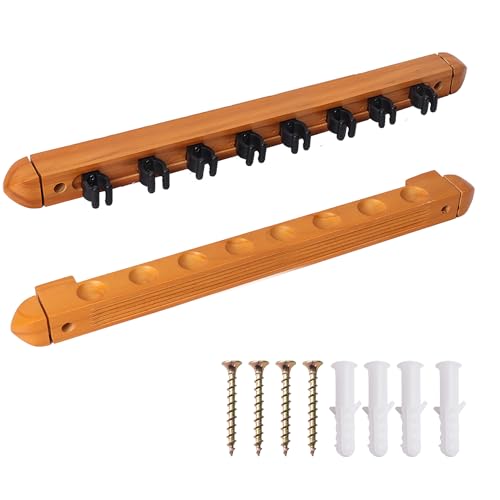 GSE Games & Sports Expert 2-Piece 6/8/12 Billiard Pool Cue Rack Wall Mounted Holders, Billiard Cue Sticks Wall Rack Set - style: 8 Cue - Oak