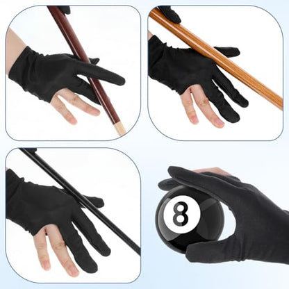 4 Pcs Billiard Pool Gloves, 3 Fingers Billiards Glove, Pool Glove Left Hand, Breathable Elastic Universal Cue Sports Gloves for Women or Men Left and Right Hand