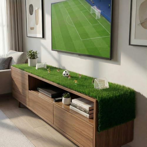 Soccer Table Centerpiece Decorations Kit, 16x59 Inch Artificial Grass Table Runner 7 Player Figures 2 Goal Nets and 1 Ball for Game Day Sports Party Birthday Baby Shower Wedding Decor