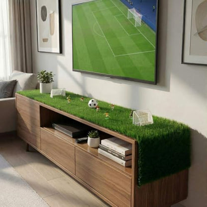 Soccer Table Centerpiece Decorations Kit, 16x59 Inch Artificial Grass Table Runner 7 Player Figures 2 Goal Nets and 1 Ball for Game Day Sports Party Birthday Baby Shower Wedding Decor