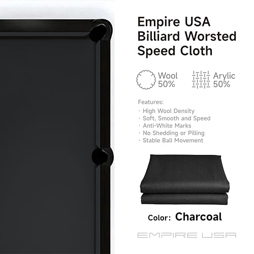Empire USA - Billiard Worsted Speed Cloth（Felt） 7/8/9 FT - color: Charcoal, size: 9ft