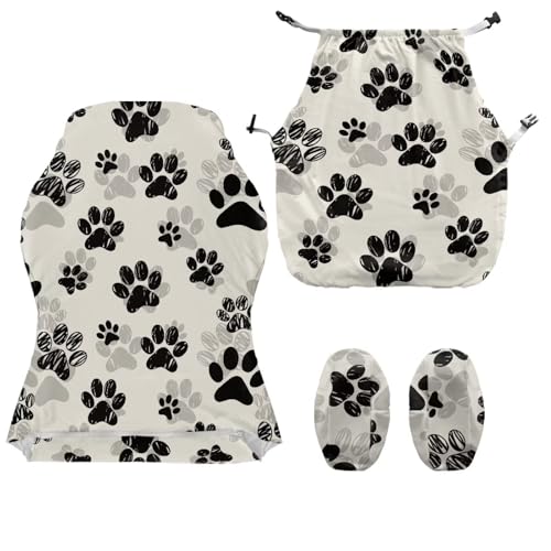 Suobstales Dog Paw Pattern Gaming Chair Covers, Stretchable Office Computer Chair Slipcover with Armrest Covers, Elastic Seat Protector for Office Reclining Racing Game Chair - color: Dog Paw