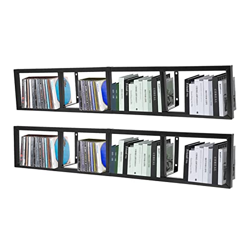 2Pcs DVD Rack, 34 Inch, Black, Wall Mount Media Storage Shelf | Cube Storage, Video Game Organizer, Metal CD Rack - color: Black, size: 2PCS