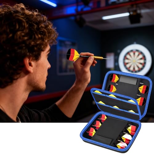 Boobowl Hard Dart Case for Steel and Soft Tip Darts, Holds 12 Darts | Hard EVA Case With 12 Dart Slots, 6 Mesh Pockets And Zipper Storage For Flights, Tips And Shafts; Case Only - Blue - size: Holds for 12 pcs Blue