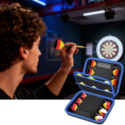 Boobowl Hard Dart Case for Steel and Soft Tip Darts, Holds 12 Darts | Hard EVA Case With 12 Dart Slots, 6 Mesh Pockets And Zipper Storage For Flights, Tips And Shafts; Case Only - Blue - size: Holds for 12 pcs Blue