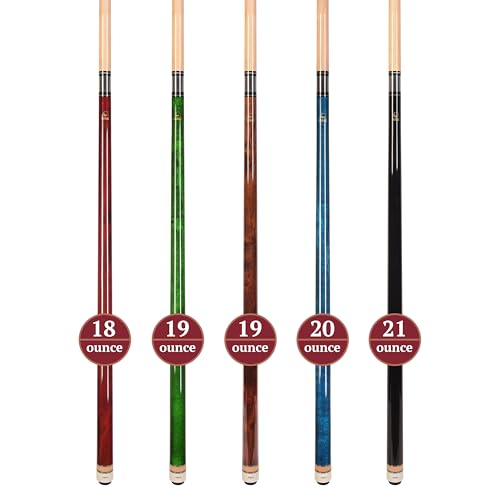ASKA Set of Wrapless 2-Piece Billiard Pool Cue Sticks L3, 58" Hard Rock Canadian Maple, 13mm Hard Leather Tip, Mixed Weights and Colors - style: Set of 5 Sticks