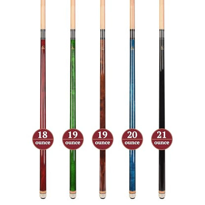 ASKA Set of Wrapless 2-Piece Billiard Pool Cue Sticks L3, 58" Hard Rock Canadian Maple, 13mm Hard Leather Tip, Mixed Weights and Colors - style: Set of 5 Sticks