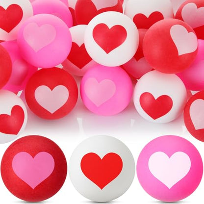 Soulchen 24 Pcs Valentines Day Table Tennis Balls Bulk 40 mm Heart Table Tennis Ball Red Pink White Valentines Funny Novelty Toys Accessories for Beer Game Birthday Gift Party Decorations - style: Heart