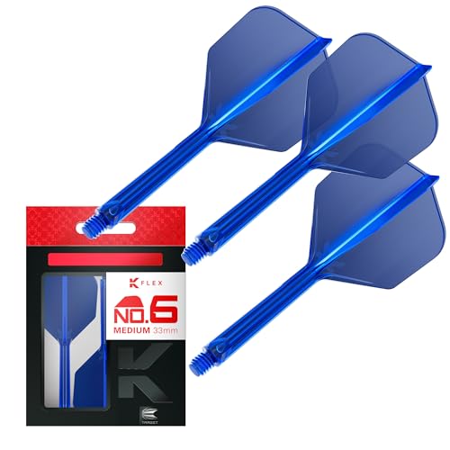Target Darts K Flex Integrated Dart Flight and Shaft, No.6 | 3-Pack K-Flex - No. 6, Kflex Precision-Molded 2-in-1 Dart Flights and Dart Shaft | Professional Dart Accessories - color: Blue, size: Medium (33mm)
