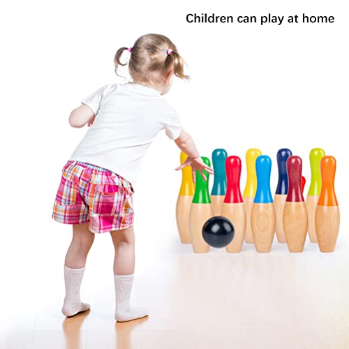 Gazaar Lawn Bowling Games Wooden Backyard Yard Game Set with 10 Pins 3 Balls and Mesh Bag for Kids Adults Indoor Outdoor Fun Family Activity Fun Sports Games