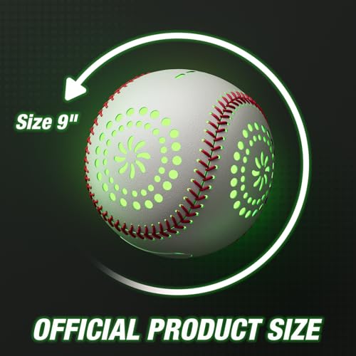 HYES Light up Baseball with LED Rechargeable, 9 Lighting Modes Glow in The Dark Baseball Gifts for Boys 8-12, Official Size Leather Weighted Balls for Day Night Indoor Outdoor Sport Game - size: led baseball- without glove