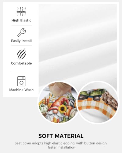 Savannan Office Chair Cover, Pastoral Fall Leaves Pumpkin Gnome Protective Stretch Elastic Universal Cover for Desk Task Chair,Computer Rotating Chair 1 Pcs Orange Plaid Grey Wooden