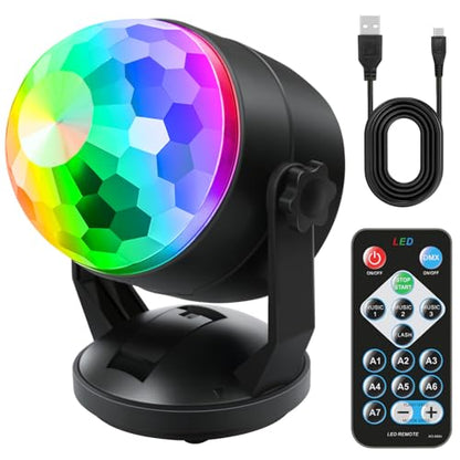 Luditek Disco Ball Party Lights Sound Activated Battery Powered Portable Karaoke Dancing Strobe Lights for Indoor Outdoor Christmas Halloween Party Decorations Supplies for Car Home