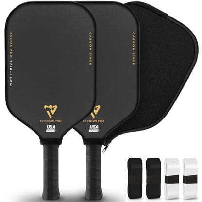 T700 Carbon Fiber Pickleball Paddle, Pickleball Set 16mm Pickle Ball Rackets with CMS Matte Surface Lightweight Honeycomb Core & Durable Edge Frame Larger Sweet Spot - color: PRO -2 Rackets