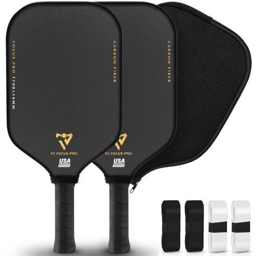 T700 Carbon Fiber Pickleball Paddle, Pickleball Set 16mm Pickle Ball Rackets with CMS Matte Surface Lightweight Honeycomb Core & Durable Edge Frame Larger Sweet Spot - color: PRO -2 Rackets