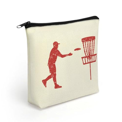 Disc Golf Icon Basket Makeup Bag Travel Cosmetic Organizer Flax Toiletry Purse Make Up Bags