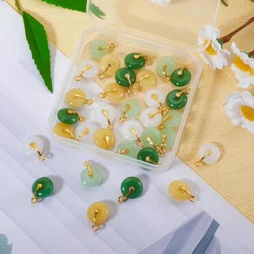 KISSITTY Glass Peace Buckle Charms Blessing Buckle Pendants for DIY Necklace Bracelet Earring Jewelry Making - color: 4 Colors # 1