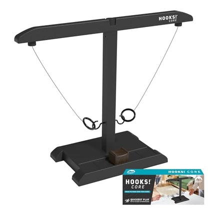 Craggy Games Hooks! CORE – Ring Toss Game for Adults with Built-in Scoring – 2 Player Hook and Ring Tabletop Game – Indoor Outdoor