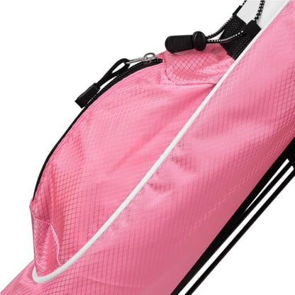 Orlimar Pitch ’n Putt Lightweight Sunday Golf Bag with Stand, Ultra-Light Carry Design, Two-Way Divider Top, Shoulder Strap, Compact Carry Golf Bag for Men & Women - color: Rose Pink