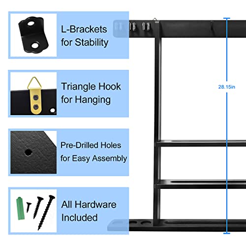Billiards Essentials Bundle - Cue Stick Holder Wall Mounted and Pool Ball Rack Set
