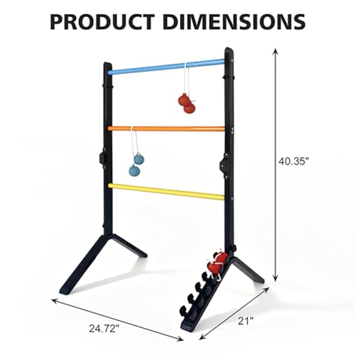 Steel Ladder Toss Game Set, 2 Pack Ladder Ball Rack with 6 Bolas, Assembly-Free Ladder Toss Includes Scorekeeper