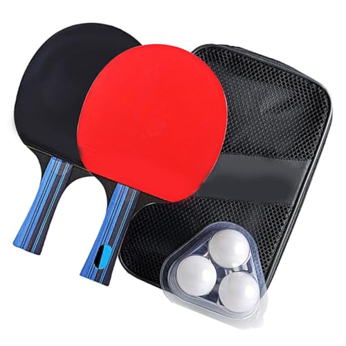 Table Tennis Racket Set with High-Density Rubber Paddles for Outdoor Training Short Handle Bats and Balls Lightweight Pingpong Bats for Beginner and Expert Players