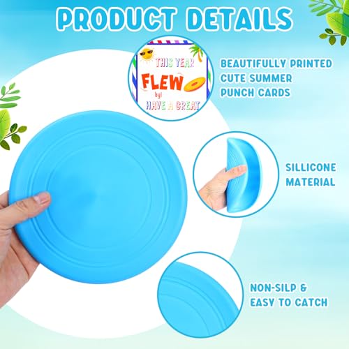 Summer 7" Rubber Flying Discs with Ropes and Gift Cards Beach Party Favors Bulk Outdoor Games Pool Camping Toys for Group Activities Family Fun