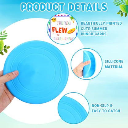 Summer 7" Rubber Flying Discs with Ropes and Gift Cards Beach Party Favors Bulk Outdoor Games Pool Camping Toys for Group Activities Family Fun