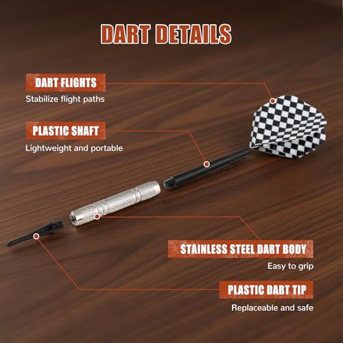 Electronic Dartboard Cabinet Set for Adult Soft Tip Dart Boards with Cabinet, Up to 8 Players, 25 Games with 12 Soft Tip Dartboard Set for Home Family Game