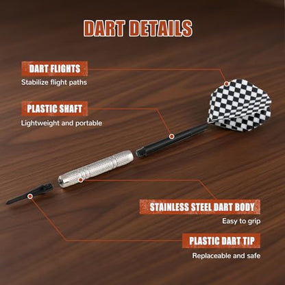 Electronic Dartboard Cabinet Set for Adult Soft Tip Dart Boards with Cabinet, Up to 8 Players, 25 Games with 12 Soft Tip Dartboard Set for Home Family Game