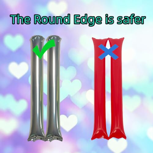 48pcs Round Head Boom Sticks Thunder Sticks Cheering Sticks Team Spirit Plastic Cheerleading Spirit Stick Clapper Inflatable Noise Maker Sports Supply (Silvery) - color: Silvery